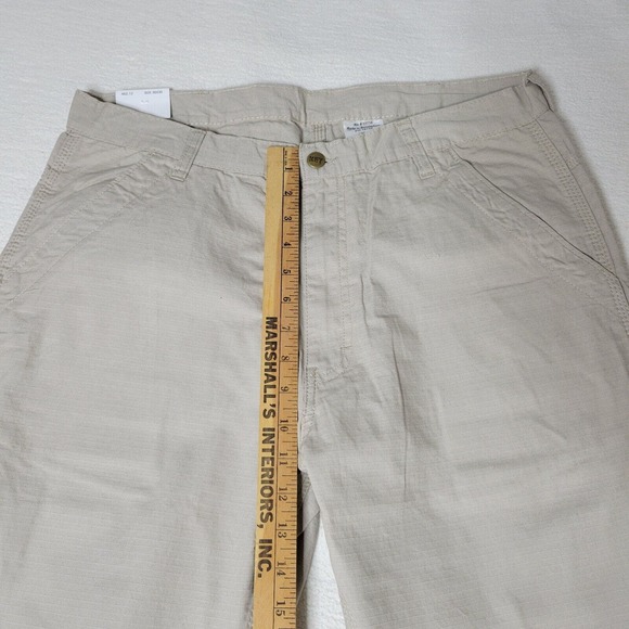 Key Ripstop Dungaree Pants Mens Beige Cargo Utility Work Pants Sz 36 x 30 New - Picture 8 of 16